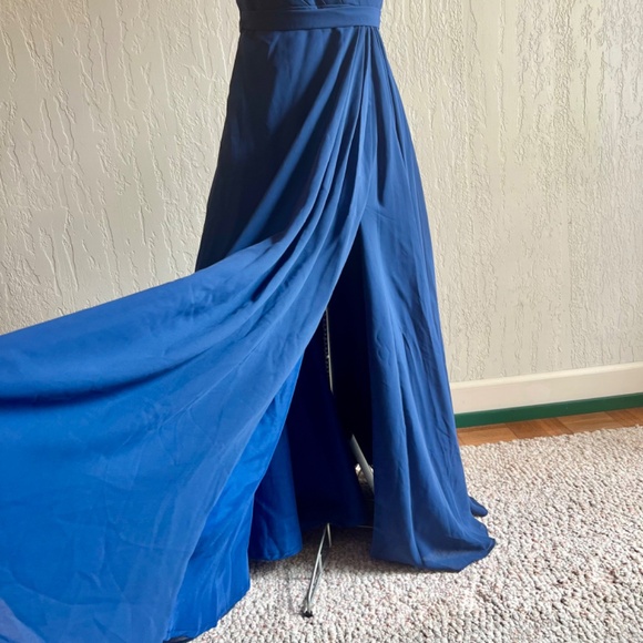 Kleinfeld Sweetheart Chiffon Long Navy Dress Sz - Picture 5 of 7